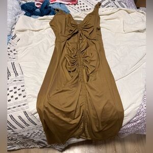 NWOT Brown Ruched Dress